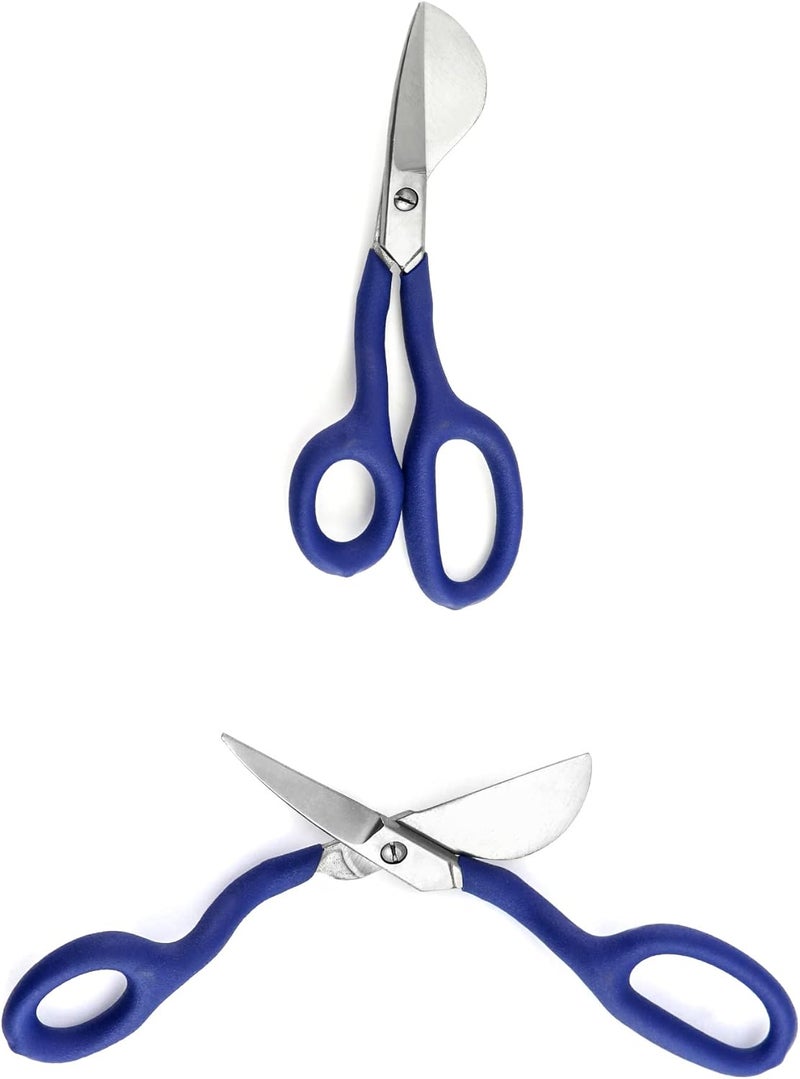 QWORK Duckbill Shears, 7 in Duckbill Applique Scissors, for Carpet Pile, Carpet Punch - Blue - Image 2